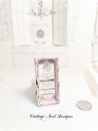 Shabby Bath Sign No.1:2 Dollhouse Miniature Handmade Wooden Framed Art image 0