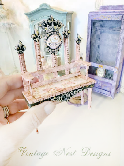 Shabby Princess Bench No.7 Dollhouse Miniature Handmade image 1
