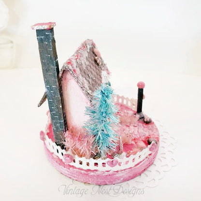 Valentine Putz Glitter Holiday House No.1 Handmade Miniature image 3