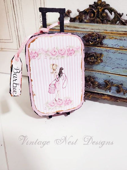 Vintage Barbie No.4:3 Luggage Suitcase Dollhouse Miniature Handmade image 3