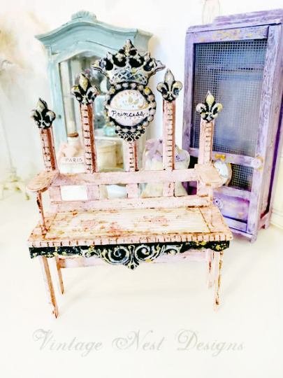 Shabby Princess Bench No.7 Dollhouse Miniature Handmade image 3