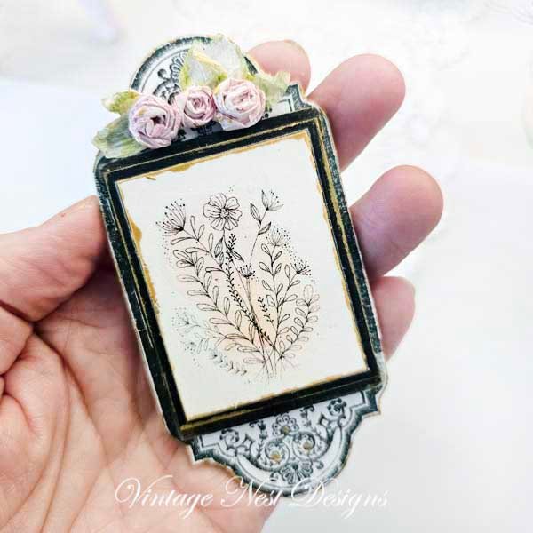 Florals No.18 Dollhouse Miniature Handmade Wooden Framed Art image 3