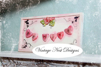 Be Mine Mini Hearts No.1 Dollhouse Miniature Handmade image 2