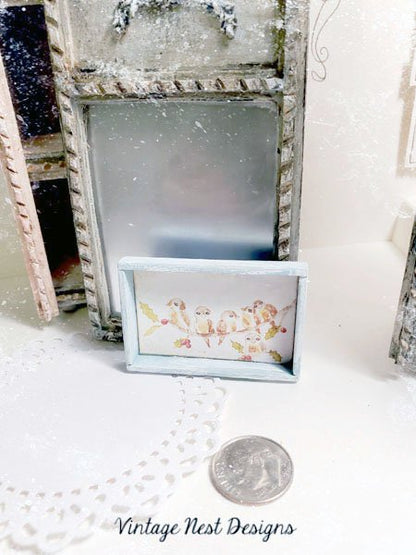 Bird on a Limb No.1:1 Dollhouse Miniature Handmade Wooden Framed Art image 3
