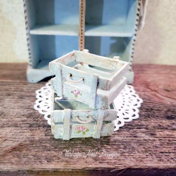 Blue Cabinet No.8 Dollhouse Miniature Handmade image 3
