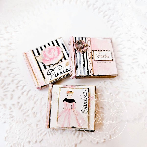 Shabby Book Set No.28 Dollhouse Miniatures Handmade image 0