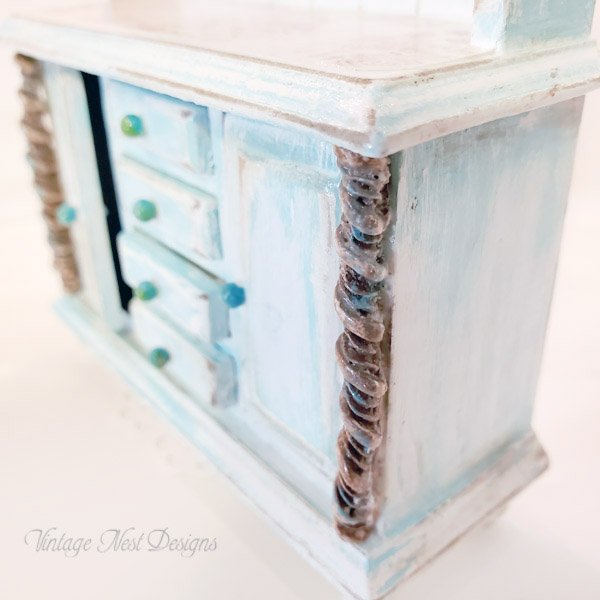 Blue Cabinet No.85 Dollhouse Miniature Handmade image 3