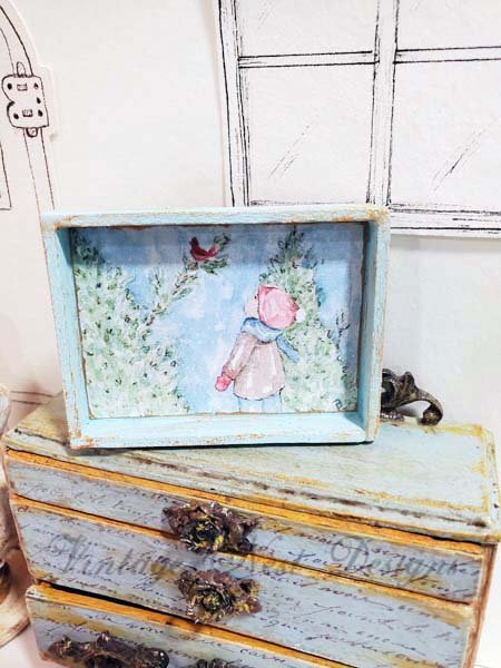 Little Boy and Cardinal No.1:1 Dollhouse Miniature Handmade image 4