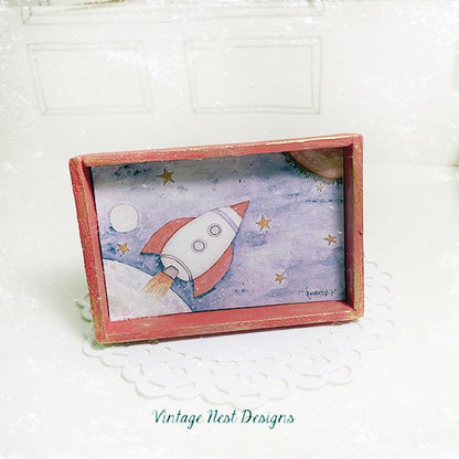 Sun Moon Stars Rocket Ship No.3:1 Dollhouse Miniature Handmade image 8