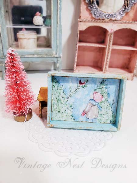 Little Boy and Cardinal No.1:1 Dollhouse Miniature Handmade image 0