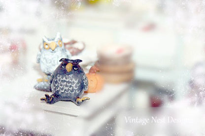 Porcelain Owl No.6 Dollhouse Miniature Handmade One of a Kind image 0