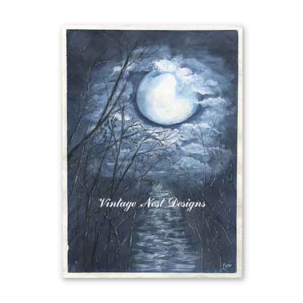 Moonlit Night No.1 Digital Print Watercolor Painting image 2