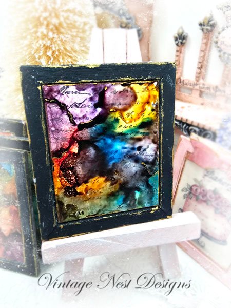 Abstract Art No.2 Dollhouse Miniature Handmade Wooden Framed Art image 0