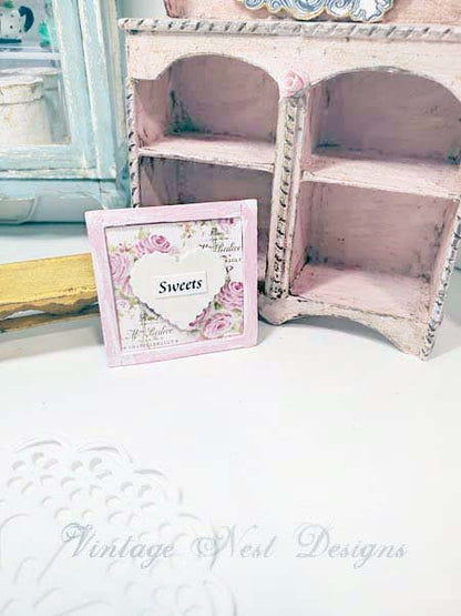 Valentine Sweets No.1 Dollhouse Miniature Handmade Framed Wooden Art image 1