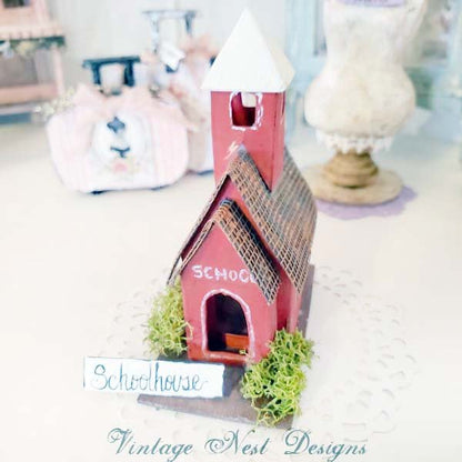 Putz Red School House No.1 Handmade Miniature image 4
