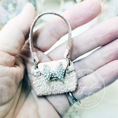 Pink Glittered Purse No.22 Dollhouse Miniature Handmade for Dolls image 6