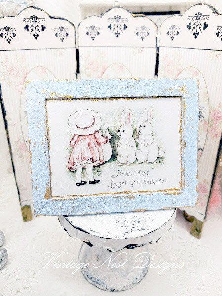 Don't Forget your Baskets No.1:1 Dollhouse Miniature Handmade Wooden Framed Art image 5