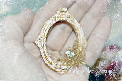 Porcelain Bird Nest Frame No.1 Dollhouse Miniature Handmade image 3