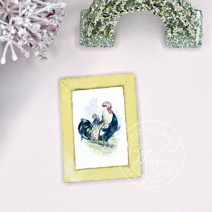 Rooster No.2:4 Dollhouse Miniature Handmade Wooden Framed Art image 8