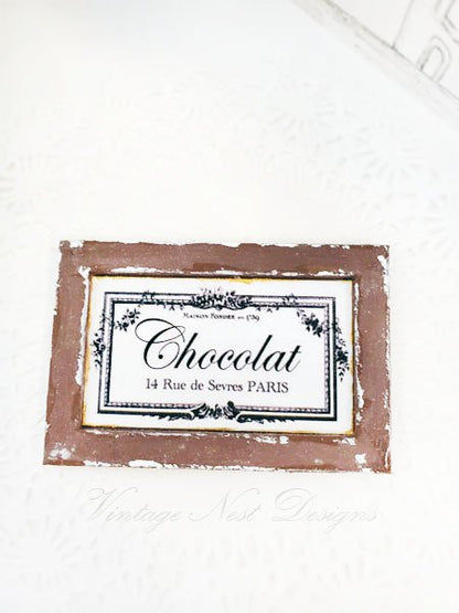 Chocolate Sign No.2:1 Dollhouse Miniature Handmade Wooden Framed Art image 5