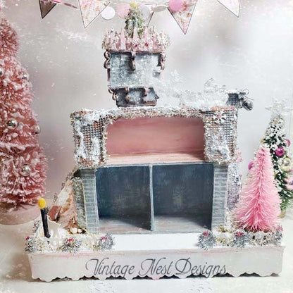 Victorian Mansion Putz Glitter Holiday Dollhouse House No.1 Handmade image 5