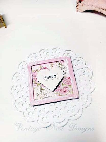 Valentine Sweets No.1 Dollhouse Miniature Handmade Framed Wooden Art image 3