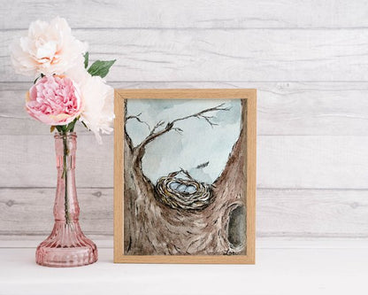 Bird Nest Tree No.2 Digital Prints Watercolor Painting image 1
