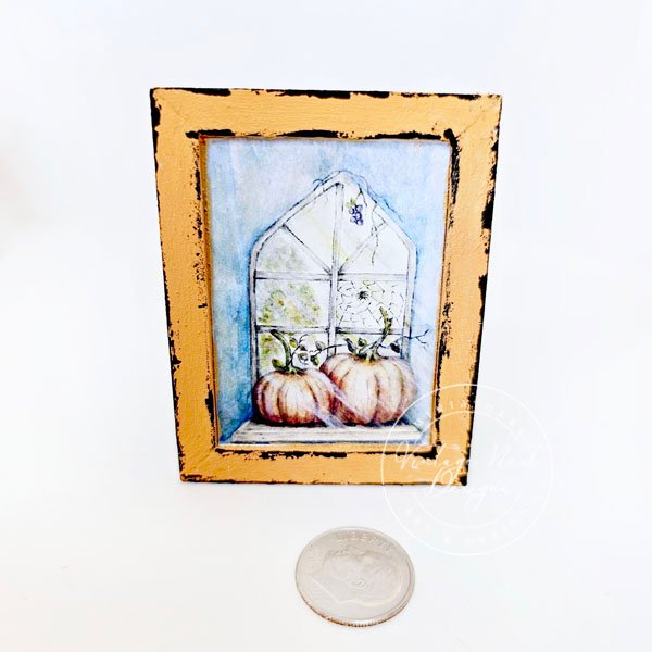 Pumpkins No.12:1 Dollhouse Miniature Handmade Wooden Framed Art image 6