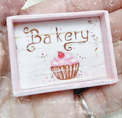 Bakery Sign No.2 Dollhouse Miniature Handmade image 1