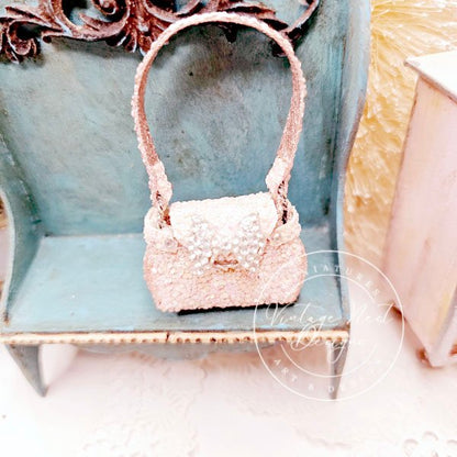 Pink Glittered Purse No.22 Dollhouse Miniature Handmade for Dolls image 4