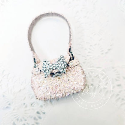 Pink Glittered Purse No.22 Dollhouse Miniature Handmade for Dolls image 0