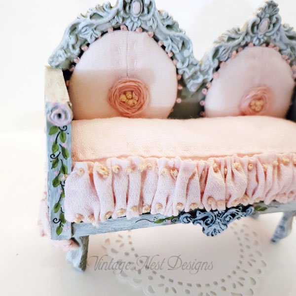 Pink Sofa No.1 Dollhouse Miniature Handmade image 5