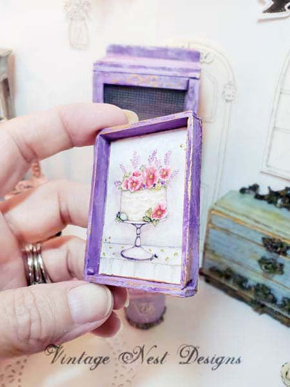 Cake No.9:1 Dollhouse Miniature Handmade Wooden Framed Art image 1