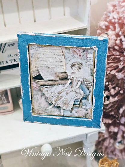 Victorian Woman No.2:1 Dollhouse Miniature Handmade Wooden Framed Art image 4