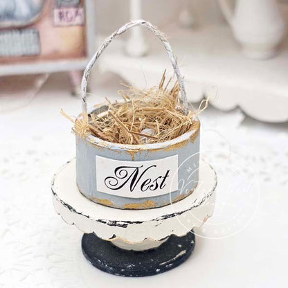 Bird Nest Basket No.17 Handmade Miniature image 0