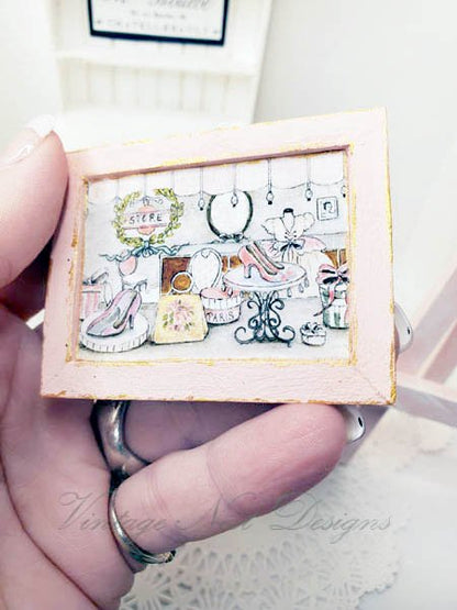 Store Front No.1:1 Dollhouse Miniature Handmade Wooden Framed Art image 6