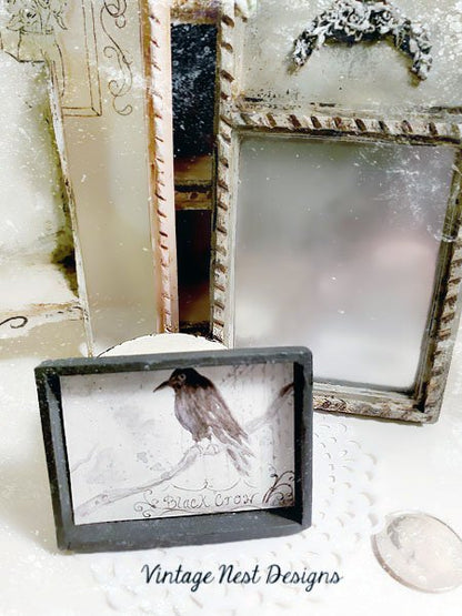 Black Crow No.1:1 Dollhouse Miniature Handmade Framed Art image 4
