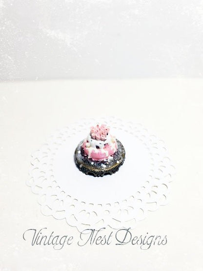 Frosted Roses Cake No.4 Dollhouse Miniature Handmade image 1