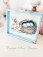 Bird Nest Roses No.2:1 Dollhouse Miniature Handmade Wooden Framed Art image 0
