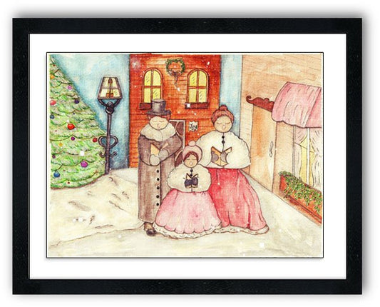 Christmas Carolers No.1 Digital Prints Watercolor Painting image 1