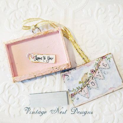 Love Bird No.1:2 Dollhouse Miniature Handmade Framed Art image 5