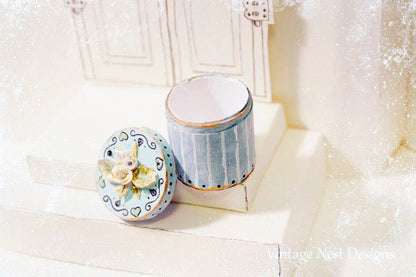 Hat Band Box Blue No.48 Dollhouse Miniature Handmade image 1