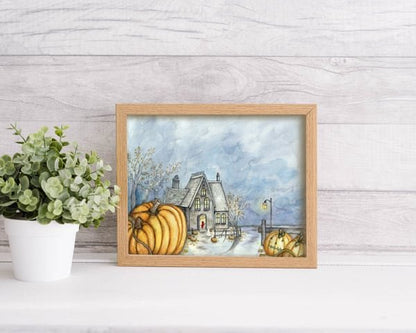 Halloween Pumpkins No.2 Digital Print Watercolor Painting image 3
