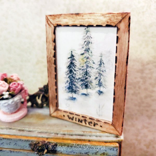 Winter Pines No.1:2 Dollhouse Miniature Handmade image 0