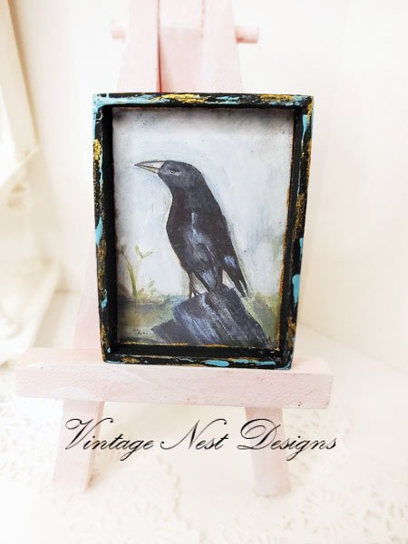 Old Crow No.1:1 Dollhouse Miniature Handmade Framed Art image 6