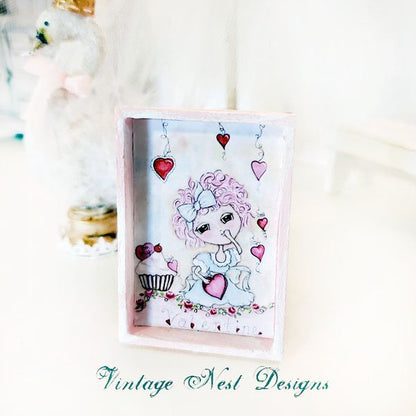 Pink Be my Valentine No.1:1 Dollhouse Miniature Handmade Framed Art image 4