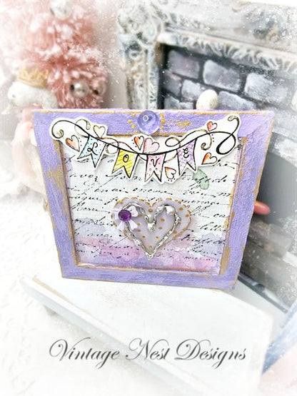 Valentine Heart No.4:2 Dollhouse Miniature Handmade Framed Art image 0