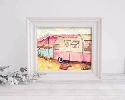 Barbie Pink Camper No.1 Digital Print Watercolor Painting image 4