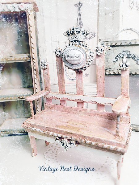 Shabby Princess Bench No.3 Dollhouse Miniature Handmade image 5