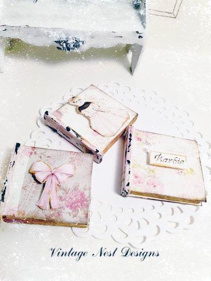 Shabby Book Set No.1 Handmade Miniatures for Dollhouse image 4
